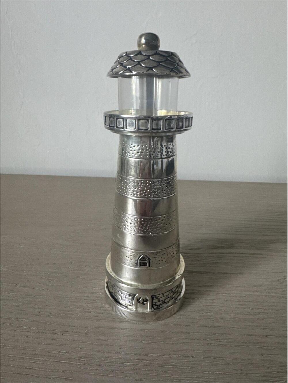 Vintage Godinger Lighthouse Salt/Pepper Mill Shaker Grinder Silver Plated